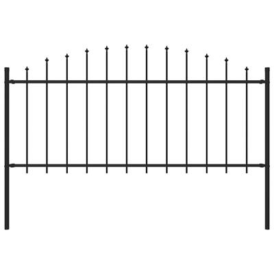 Tuinhek met speren bovenkant (0,5-0,75)x1,7 m staal zwart