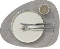 LIND DNA Placemats Hippo - Leer - Anthracite Grey - Curved - 44 x 37 cm - 2 Stuks