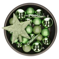 Set van 33x stuks kunststof kerstballen met ster piek groen mix - Kerstbal