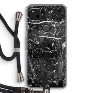 Zwart marmer: Pixel 4a Transparant Hoesje met koord