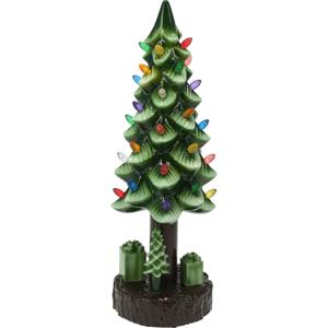 Decoratie kerstboom - met LED verlichting - groen - H40 cm - kunststof - kerstboom beeld