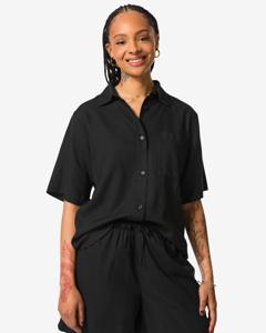 HEMA Damesblouse Lizzy Met Linnen Zwart (zwart)