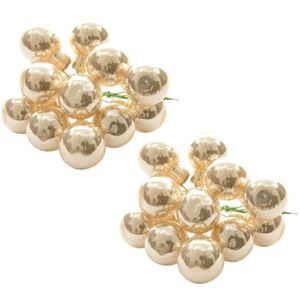 20x Parel mini kerststukjes insteek kerstballetjes 2 cm van glas   -