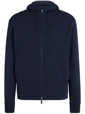 Zegna veste à capuche à lien de resserrage - Bleu