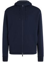 Zegna veste à capuche à lien de resserrage - Bleu