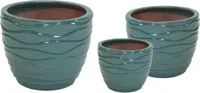 Mega Collections - Bloempot Glazed Hori Wave Celadon Ø19x18cm