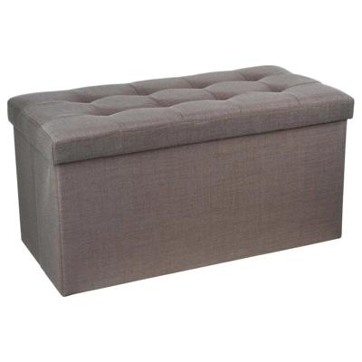 Atmosphera Poef/hocker - donkergrijs - MDF - 76 x 38 x 38 cm - opvouwbaar - opbergbox