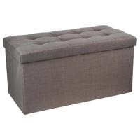 Atmosphera Poef/hocker - donkergrijs - MDF - 76 x 38 x 38 cm - opvouwbaar - opbergbox