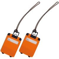 Kofferlabel van 9,5 cm - Pakket van 2x stuks - Reiskoffer reisaccessoires - oranje - beschrijfbaar