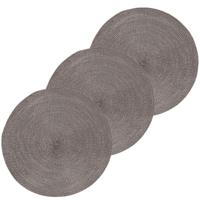 Ronde tafel placemats - 4x - donkergrijs - 38 cm - rotan look - kunststof - Onderleggers