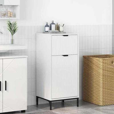 Badkamerkast Hoogglans wit 39.5 x 36 x 88 cm Bewerkt hout