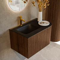 Badmeubel Mondiaz Kurve | 75 cm | Meubelkleur Walnut | Wastafelkleur Urban | Links spoelbak | 1 kraangat