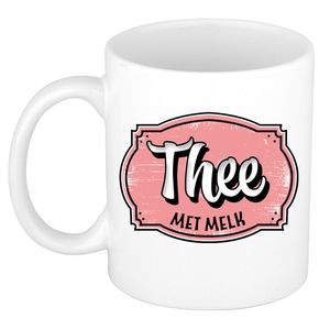 Cadeau thee mok voor collega - kantoor humor - thee met melk - roze - 300 ml