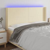 Hoofdbord LED 163x16x118/128 cm kunstleer crèmekleurig