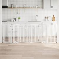 VidaXL Hondenhek met deur opvouwbaar 6 panelen wit 300 cm populierenhout