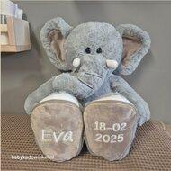 Knuffel Olifant Luka met naam en datum