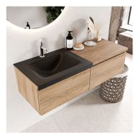 Mondiaz Bukla 120cm badmeubel met module 60 kleur washed oak 2 lades met wastafel links 1 kraangat kleur urban