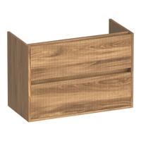 Brauer Adore Wavy - Onderkast Ondiep - 80 cm - met 2 Softclose Lades Greeploos en 1 Sifon Uitsparing - Honey