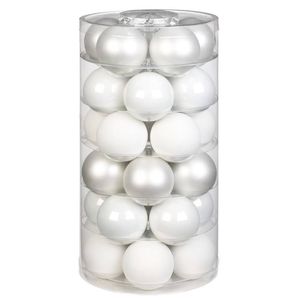 60x stuks glazen kerstballen wit 6 cm glans en mat - Kerstbal