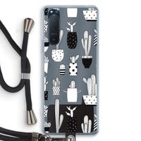 Cactusmotief: Sony Xperia 5 II Transparant Hoesje met koord