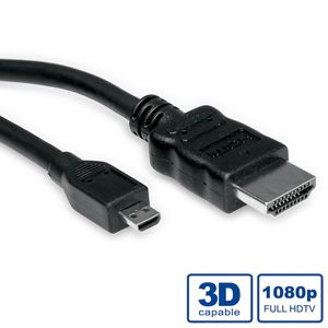 VALUE HDMI High Speed Kabel met Ethernet, HDMI M - MICRO HDMI M, 2 m