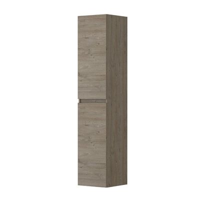 INK Badkamerkast - 35x37x169cm - 2 deuren - links en rechtsdraaiend - greeploos - houten keerlijst - MFC Greige eiken 1257409