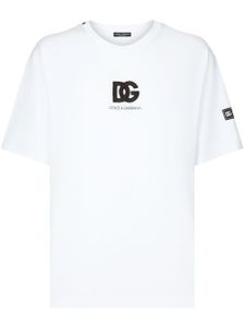 Dolce & Gabbana t-shirt en coton à logo appliqué - Blanc