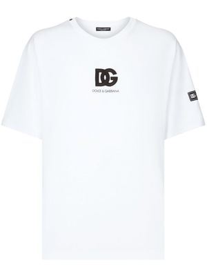 Dolce & Gabbana t-shirt en coton à logo appliqué - Blanc