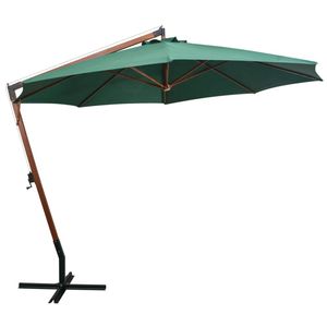 The Living Store Hangende Parasol Groen - Grenenhouten paal 350cm - UV-bestendig