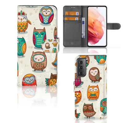 Samsung Galaxy S21 | Telefoonhoesje | Met pasjeshouder | Vrolijke Uilen