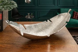 Design decoratieve kom SILVER LEAF 62cm bladzilver design metaal handgemaakt - 41601