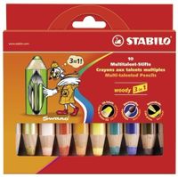 STABILO woody 3in1 kleurpotlood, etui van 10 stuks in geassorteerde kleuren