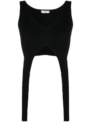 There Was One haut crop en maille à design asymétrique - Noir There Was One haut crop en maille à design asymétrique - Noir