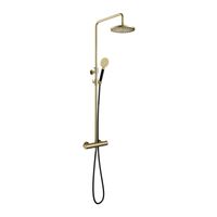 Hotbath Cobber Opbouw Regendoucheset Met Thermostaatkraan Met 20cm Ronde Hoofddouche en Ronde Handdouche Geborsteld Messing