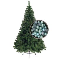 Bellatio Decorations kunst kerstboom 240 cm met kerstballen ijsblauw - Kunstkerstboom