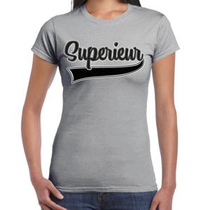 Verkleed T-shirt voor dames - superieur - grijs - foute party - carnaval