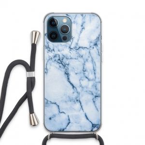 Blauw marmer: iPhone 13 Pro Max Transparant Hoesje met koord