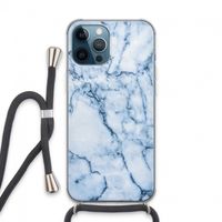 Blauw marmer: iPhone 13 Pro Max Transparant Hoesje met koord