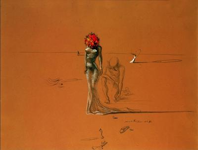 Kunstdruk Salvador Dali - Female with Head of Flowers 80x60cm