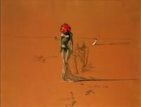 Kunstdruk Salvador Dali - Female with Head of Flowers 80x60cm