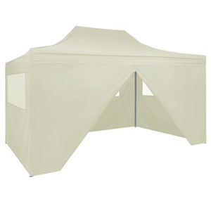 VidaXL Partytent met 4 zijwanden inklapbaar 3x4 m staal crème