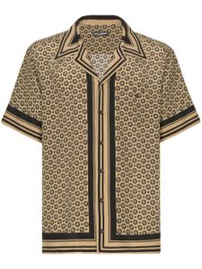 Dolce & Gabbana chemise en soie à imprimé monogrammé DG - Marron