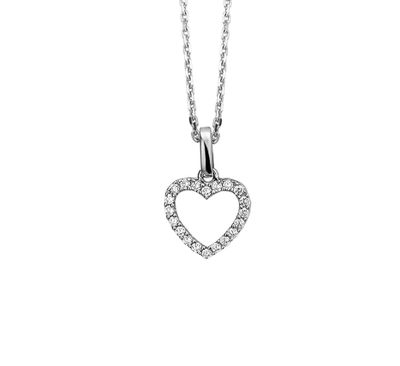 TFT Zilveren Ketting Hart Zirkonia 41-45 cm