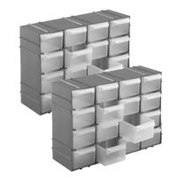 2x stuks ophangbare grijze huishoud organizers/sorteerdoosjes met 16 vakken 22 cm - Opbergbox - thumbnail