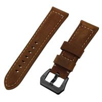 Frosted lederen grote zwarte gesp voor Huawei Watch GT/Watch 2 Pro horlogebandje (donker bruin)