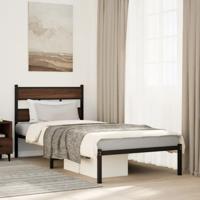 Bedframe met hoofdbord zonder matras bruin eikenkleur 80x200 cm