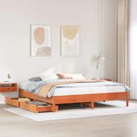 Bedframe zonder matras massief grenenhout wasbruin 200x200 cm