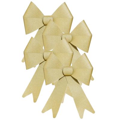 Feeric Christmas Kerst strik - 4x - goud - glitter - 30 cm - pvc - decoratiestrik - kerststrik