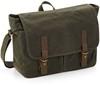 Quadra QD653 Heritage Waxed Canvas Messenger - Olive Green - 34 x 26 x 12 cm
