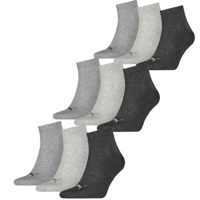 Puma Quarter Sokken Plain 9-pack Antraciet Melange-47/49